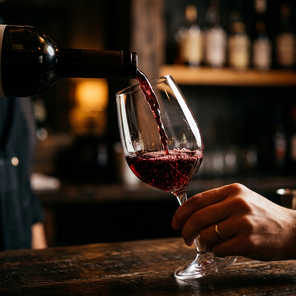 Red wine pouring