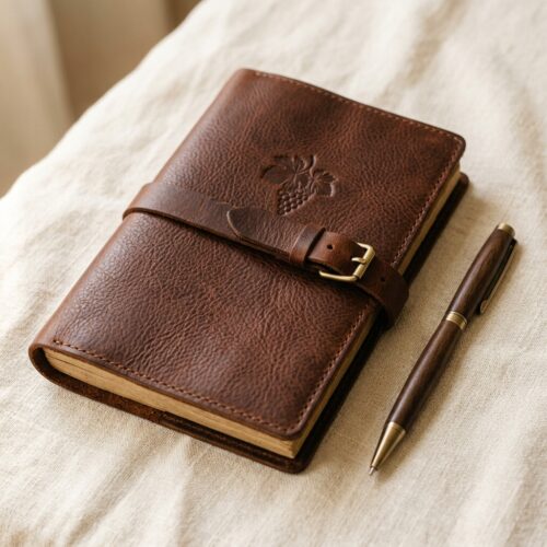 Leather wine tasting journal